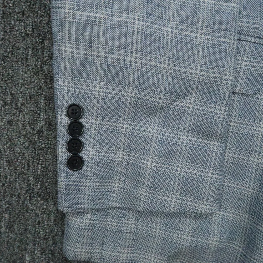 Brooks Brothers Blazer Mens 48R Blue Plaid Regent Fit Wool Linen Sport‎ Coat